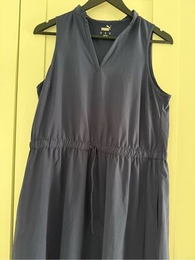 Puma Navy Sleeveless V-Neck Drawstring Waist Dress